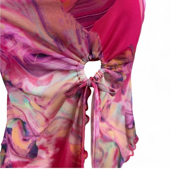 Pink Marble Mesh Strapless Tube Top - Picture 10 of 12